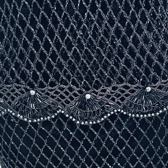 Vtg Arden B Beaded Crochet Fishnet Top & Skirt Sz M Dark Fairy Glam Goth - Picture 6 of 16